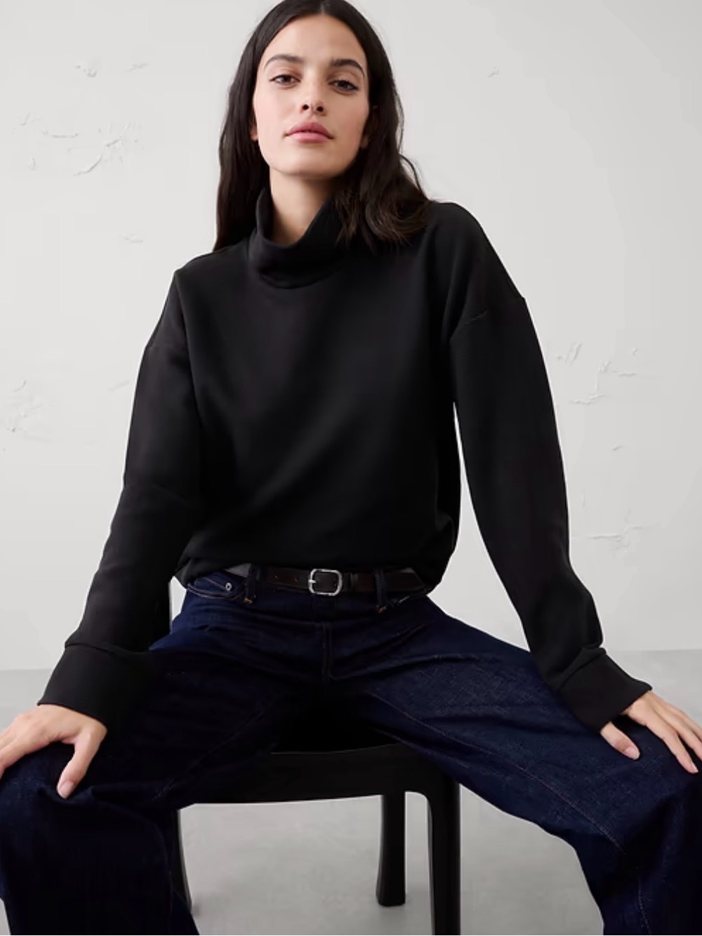 Banana Republic Black Ribbed Turtleneck